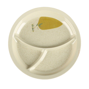 密胺仿瓷三格餐盘商用圆形10寸