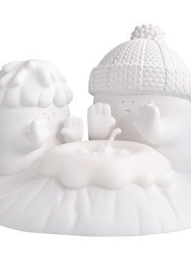 雪人香薰蜡烛台节日生日礼物摆件