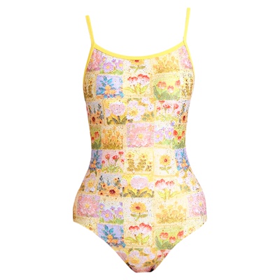 2026新款油画花女款连体三角泳衣