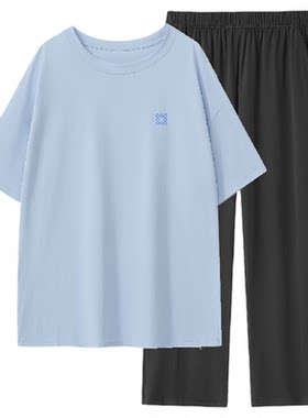 2025新款睡衣男士凉感大朵棉休闲家居服夏季短袖长裤套装夏天