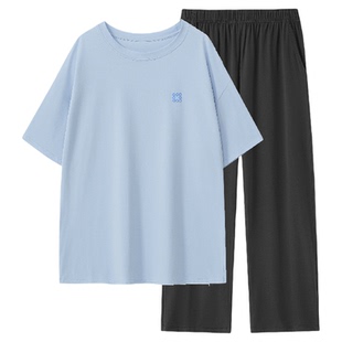 2025新款睡衣男士凉感大朵棉休闲家居服夏季短袖长裤套装夏天