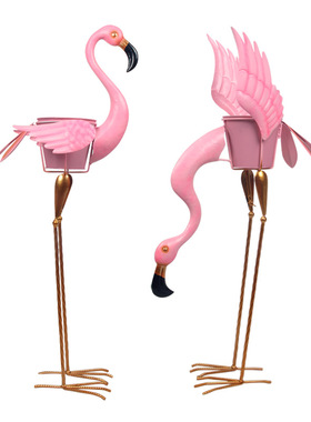 铁艺火烈鸟花盆橱窗阳台落地摆件