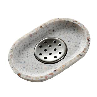 酒店高级陶瓷肥皂盒沥水皂盒架轻奢水磨石香皂盒托盘家用浴室皂碟