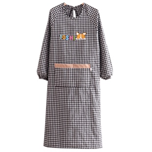 加长布料过膝围裙大人长袖罩衣反穿干活工作服防油污罩衫加肥男士