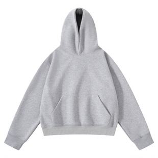 Point lamp美式复古花灰色短款卫衣男女潮牌重磅cleanfit连帽外套