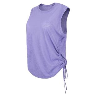 夏季新款无袖背心女宽松圆领运动上衣下摆抽绳瑜伽运动健身背心