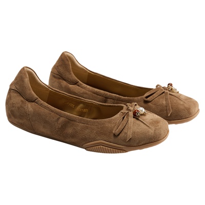 fed浅口单鞋女春季新款女鞋复古通勤鞋绒面平底鞋女款S1205-YA117