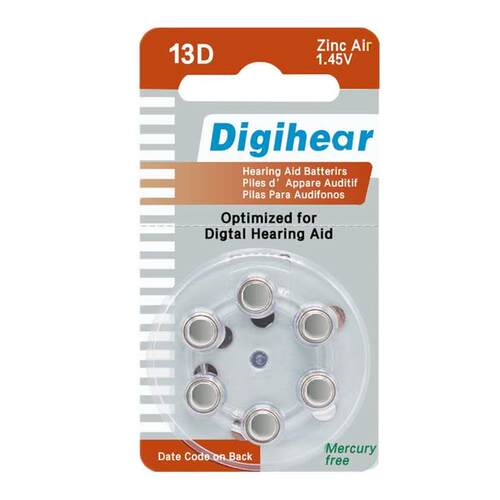 原装正品13D助听器电池10D312D675D纽扣电子DigihearPR48锌空气