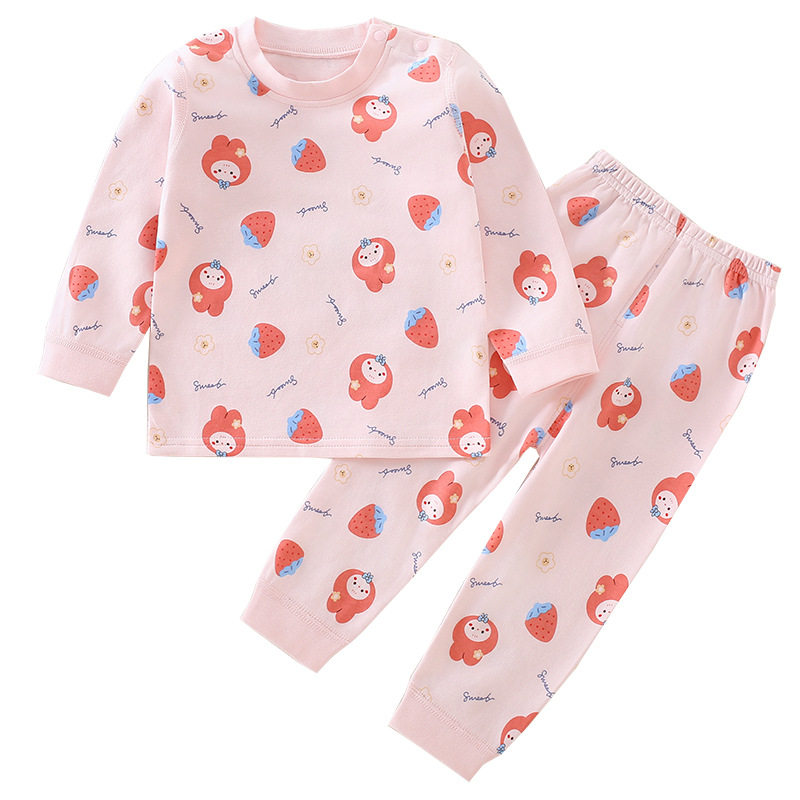婴儿分体衣服儿童秋衣裤春秋纯棉无骨宝宝睡衣家居服套头内衣套装
