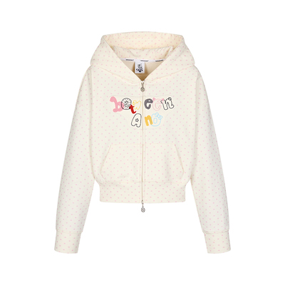 彩色刺绣波点短款拉链卫衣