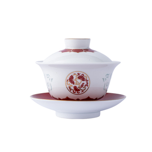 景德镇富玉陶瓷鸾凤和鸣盖碗茶具三才茶杯功夫敬茶碗对杯新婚礼物