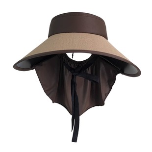 遮阳帽子女夏季空顶帽遮脸太阳帽大帽檐护颈防晒帽可折叠大檐出游