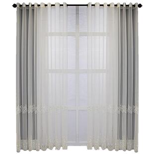 简约轻奢高档钉珠刺绣纱帘客厅卧室遮光阳台防晒遮阳防晒窗纱现代