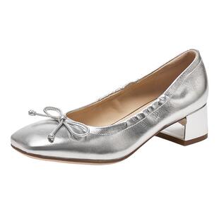 思加图新款奶油鞋粗跟鞋浅口单鞋温柔软底女鞋子S5630AQ5