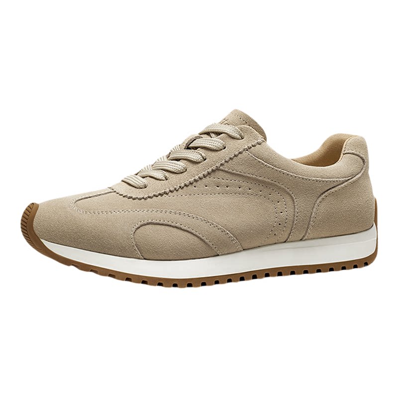 HauttonJeans真皮运动鞋男2026秋季新款百搭阿甘鞋老钱风休闲男鞋