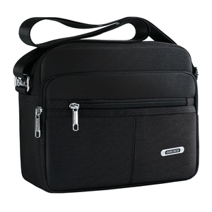 潮男休闲斜挎包男士单肩包横款挎包男包户外通勤包厚实防水牛津包