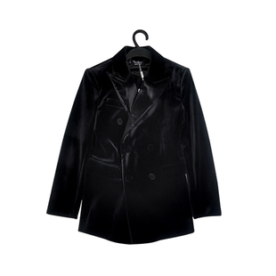 欧美秋冬新款黑色加厚丝绒西装外套修身显瘦气质喇叭裤西服套装女