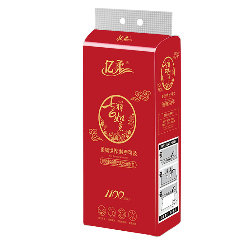 亿柔原木壁挂抽纸6包4层卫生纸抽