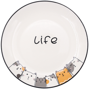 北欧猫咪盘子菜盘深盘家用陶瓷创意套装组合网红可爱碟子浅平餐盘