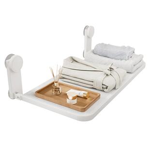 厕所吸盘式置物架浴室放衣物神器衣服的架子卧室可伸缩层架挂墙板