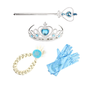 爱纱公主雪花项链套装冰雪奇缘儿童皇冠权杖戒指耳环手套假发辫子
