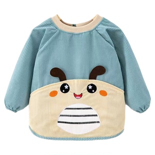 宝宝罩衣防水防脏秋冬款宝宝吃饭男女护衣外穿水晶绒婴儿反穿衣