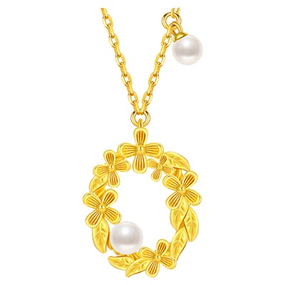 金至尊月桂漫溢足金项链女款黄金项链新款黄金颈链金链子生日礼物