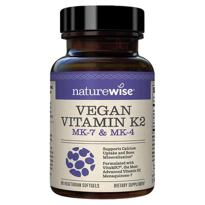 Naturewise维生素k2mk4mk7凝血胶囊vk2d3美国进口正品官方旗舰店