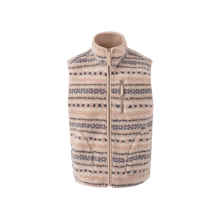 MoodBerry 美式复古费尔岛花纹绒马甲女秋冬慵懒休闲立领叠穿背心