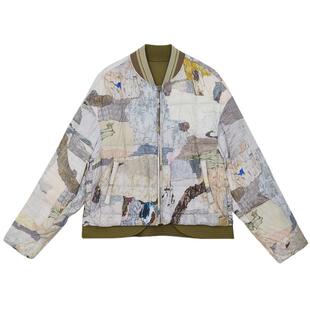 谜底双面穿羽绒服女冬季新品复古风花色短款鸭绒服244MY1507