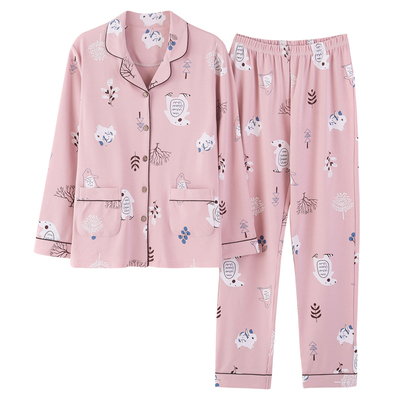 睡衣女春秋款纯棉长袖家居服套装