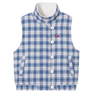 PSO Brand 女装立领格纹撞色棉服坎肩马甲保暖棉袄女款冬季马夹