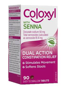 新西兰药房 Coloxyl草本便秘缓解片软化剂+排便促进剂二合一90粒
