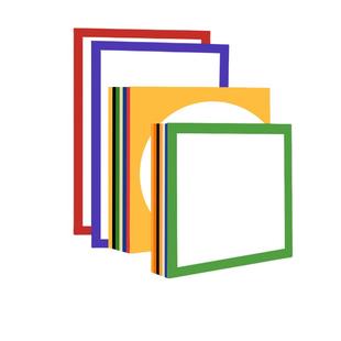 外方内圆卡纸彩色8k边框卡纸圆形画框镜面纸正方形镜面卡纸美术纸儿童绘画专用纸硬卡纸儿童画裱画框加厚卡纸