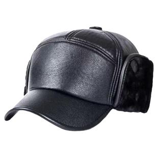 大头围皮帽老人帽子男爷爷冬天中老年大码棒球帽爸爸护耳帽老头