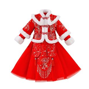 拜年服女童冬装2025新款儿童汉服冬中国风过年服唐装喜庆新年衣服