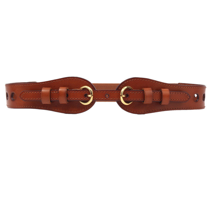 真皮女士腰带时尚头层牛皮装饰宽皮带配连衣裙子西装大衣松紧腰封