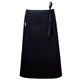 厨乐乐品牌110CM加宽加大日式服务员围裙工作服腰黑色半身全包围