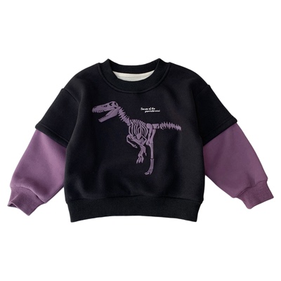 中小童加绒假两件卫衣秋冬上衣潮