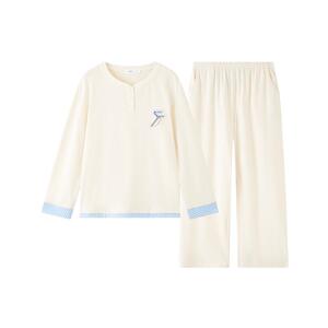 三福女春季MIU系套头格纹套装 简约舒适宽松休闲家居服513565