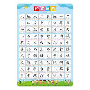 认字挂图一年级上册识字表墙贴小学汉字早教生字幼儿园幼小衔接