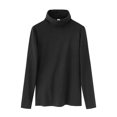 藏青色纯棉高领长袖修身显瘦