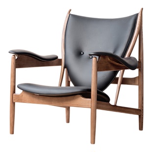 主人酋长椅阳台书房客厅单人真皮设计师意式实木复古休闲沙发椅子