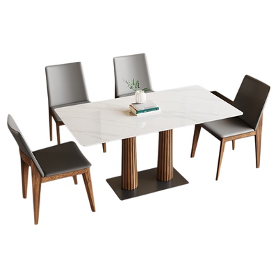 咖啡厅复古实木西餐厅日料店餐饮面馆饭店商用长方型岩板桌椅组合