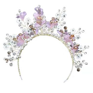 手工水钻粉色儿童发箍儿童节日演出发饰公主女孩造型头饰头花