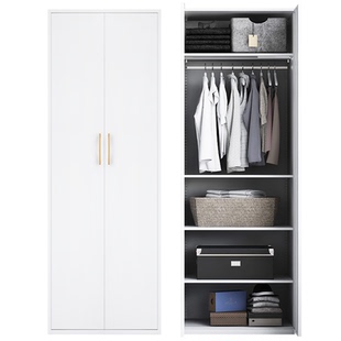 家用儿童衣柜储物柜阳台收纳柜白色钢制铁皮柜50/70/80cm宽小柜子