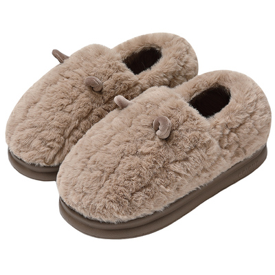 棉拖鞋男秋冬季2025新款室内家居外穿防滑包跟厚底保暖毛绒棉鞋男