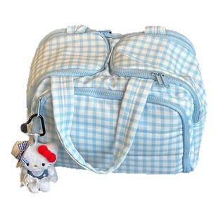 蓝色化妆包收纳洗漱包大容量便携式外出旅行小杂物分区包2025新款