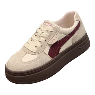 复古真皮板鞋女2025年冬季轻便德训鞋厚底增高显瘦运动休闲女鞋子