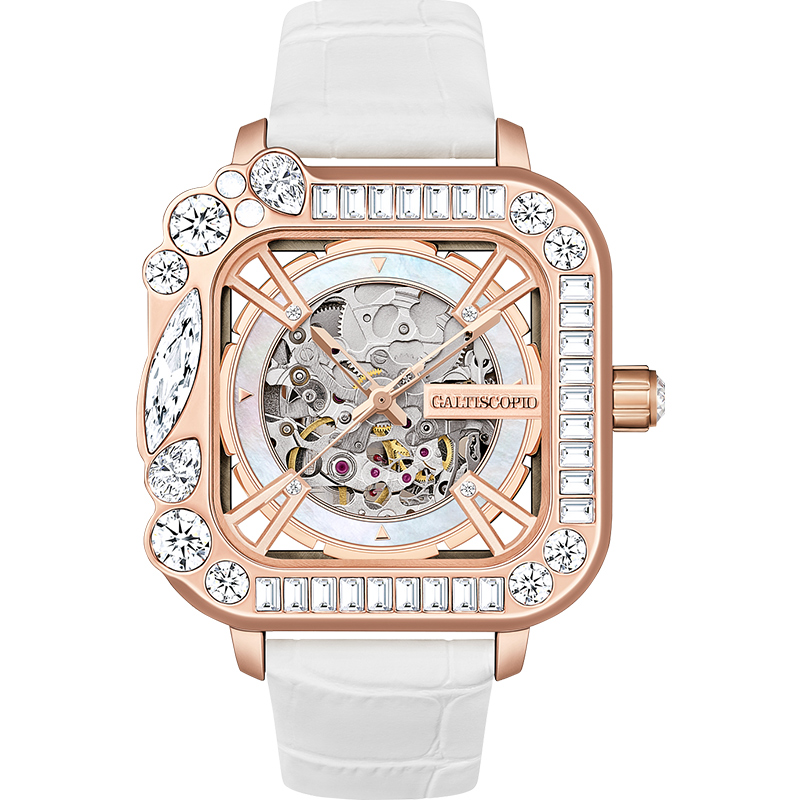 新款机械表女士手表时尚轻奢镂空镶钻腕表迦堤手表女款生日礼物